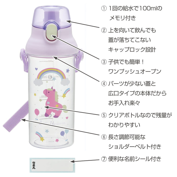 水筒480ml健康クリアマーカーボトルリトルユニコーン