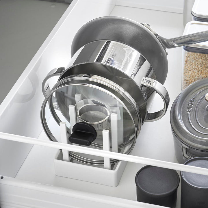 山崎実業towerシンク下幅調節鍋蓋＆フライパン収納スタンドタワーW32