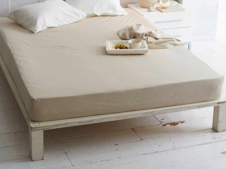 ボックスシーツFabtheHomeリネンミックスone-washシングル綿麻混