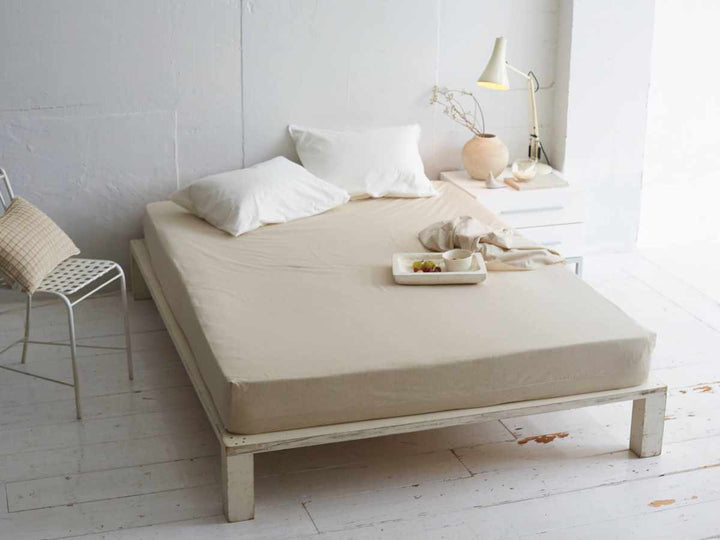 ボックスシーツFabtheHomeリネンミックスone-washシングル綿麻混