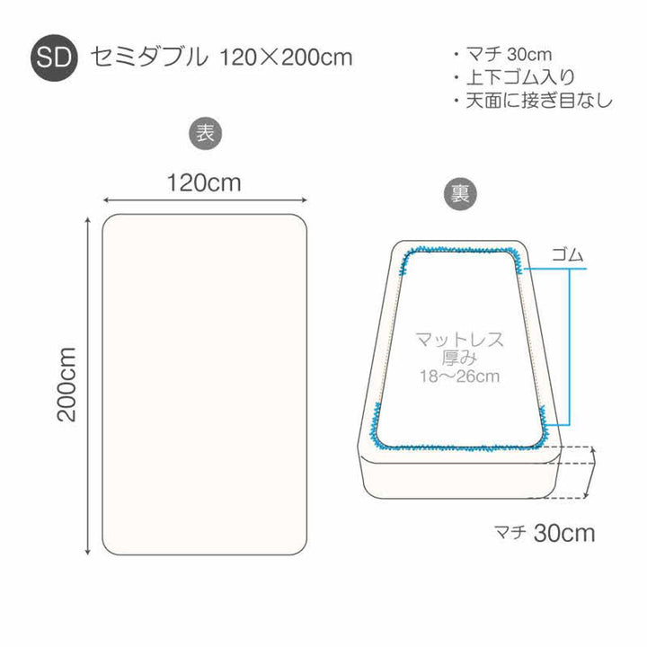 ボックスシーツFabtheHomeリネンミックスone-washセミダブル綿麻混