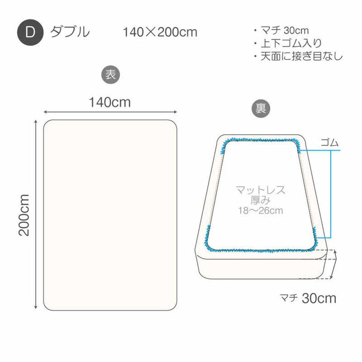 ボックスシーツFabtheHomeリネンミックスone-washダブル綿麻混