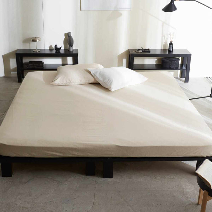 ボックスシーツFabtheHomeリネンミックスone-washワイドキング綿麻混