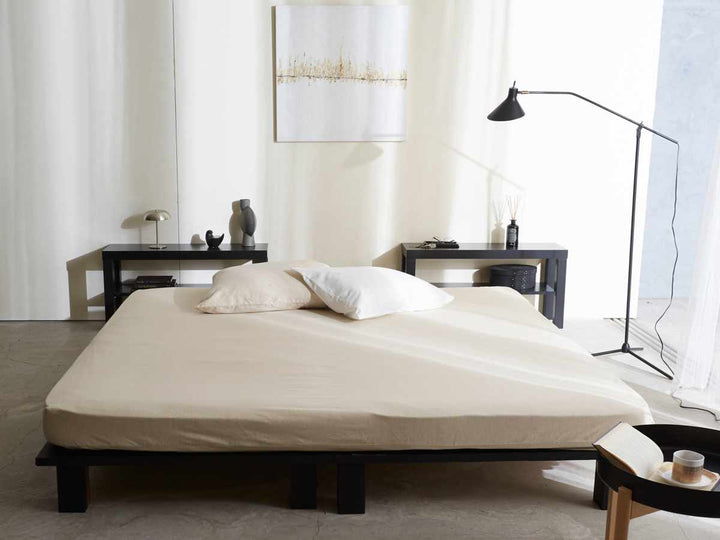 ボックスシーツFabtheHomeリネンミックスone-washワイドキング綿麻混