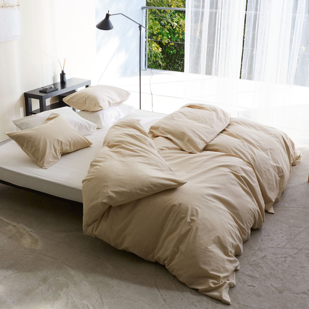 掛け布団カバー Fab the Home リネンミックス one-wash ダブル 綿麻混