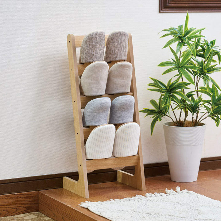 スリッパラック木製4段収納