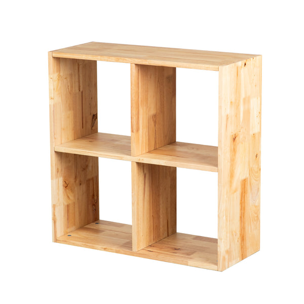 オープンシェルフ2×2幅73cmラバーウッド無垢材