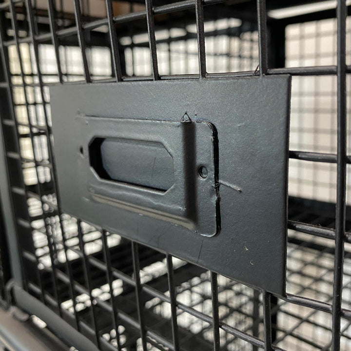 スチールメッシュチェスト幅111cm引出し4杯木天板完成品