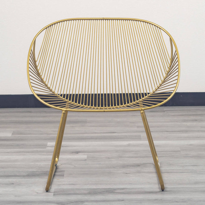 ラウンジチェア座面高36cmワイヤーワイドチェアアンティーク調ミーチェ