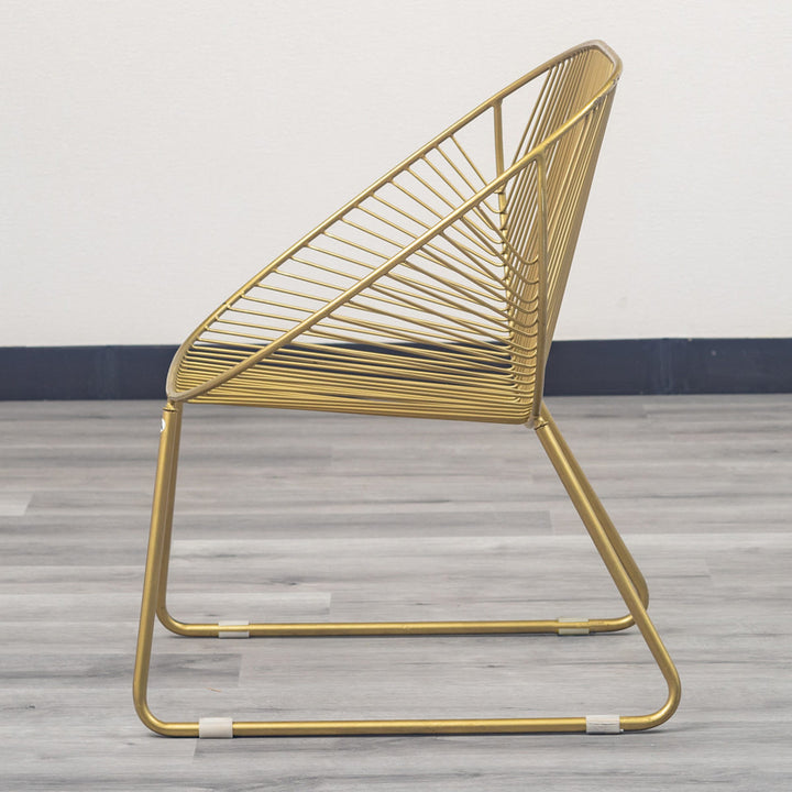 ラウンジチェア座面高36cmワイヤーワイドチェアアンティーク調ミーチェ