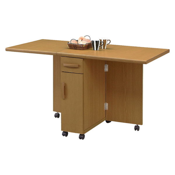 ダイニングテーブル2人用折りたたみ幅32～125cmバタフライ引出し付