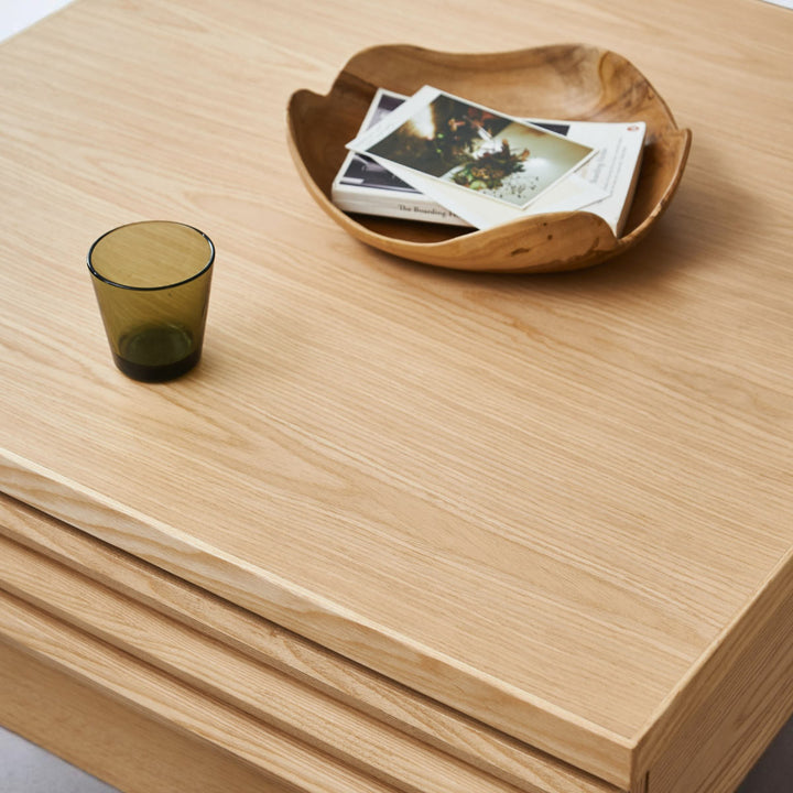 リビングテーブル高さ37cm天板正方形引出し付センターテーブル