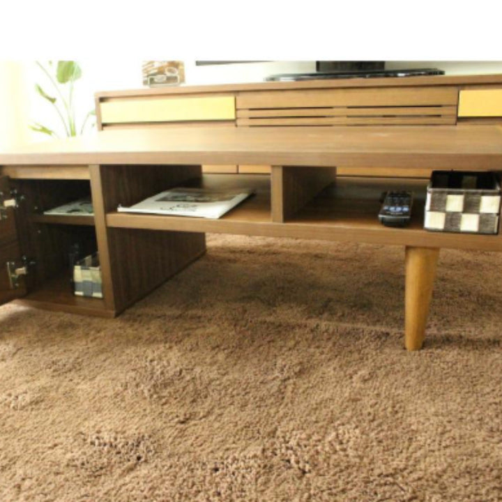 リビングテーブル高さ47cm天板長方形収納付センターテーブル