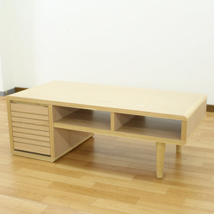 リビングテーブル高さ47cm天板長方形収納付センターテーブル