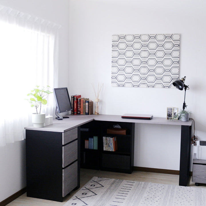 ワークデスク幅120cm収納棚付