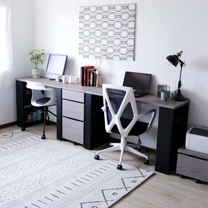 ワークデスク幅120cm収納棚付