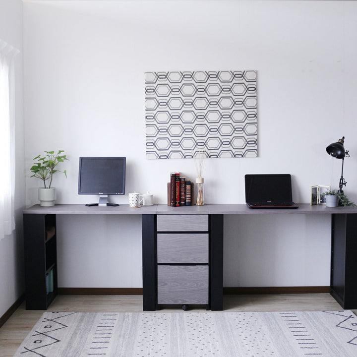 ワークデスク幅120cm収納棚付