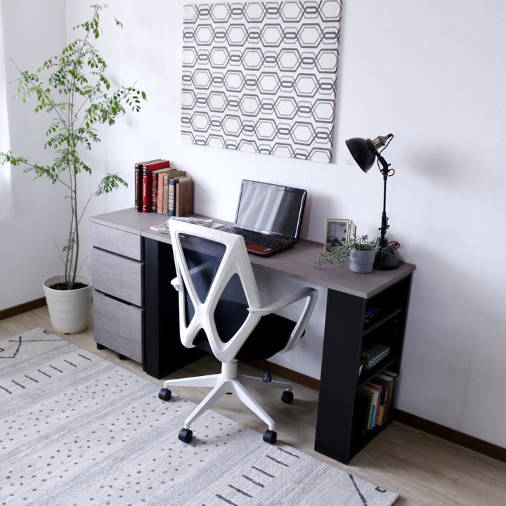 ワークデスク幅120cm収納棚付