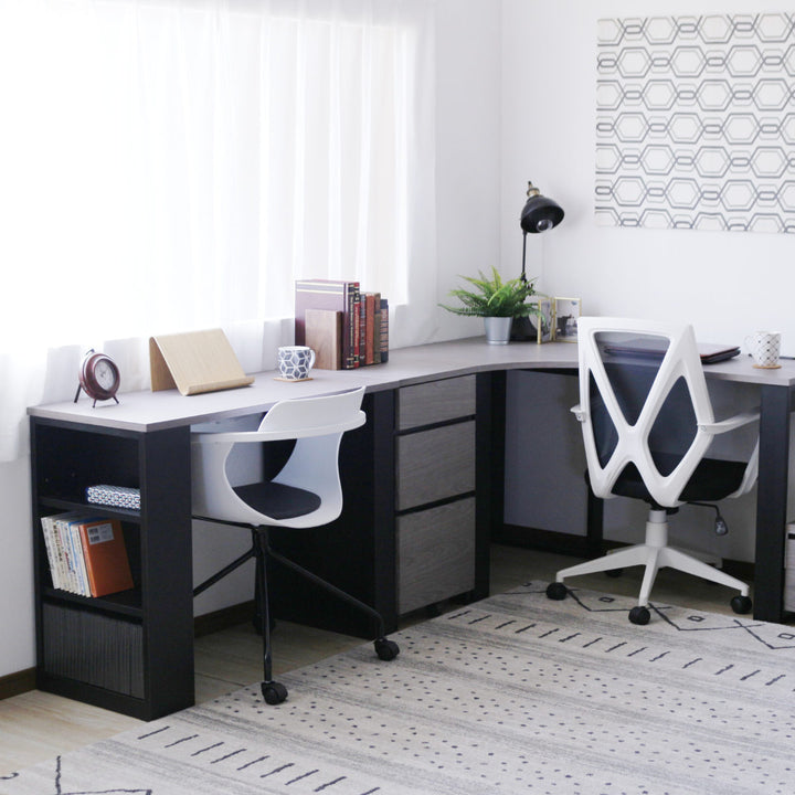 ワークデスク幅120cm収納棚付