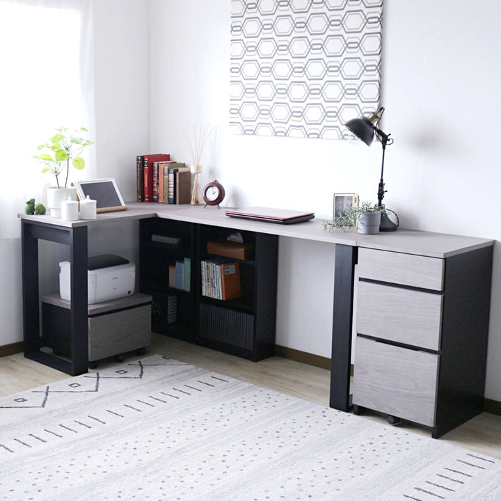 ワークデスク幅120cm収納棚付