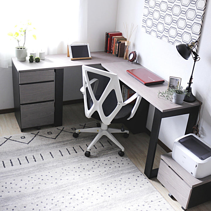 ワークデスク幅120cm収納棚付