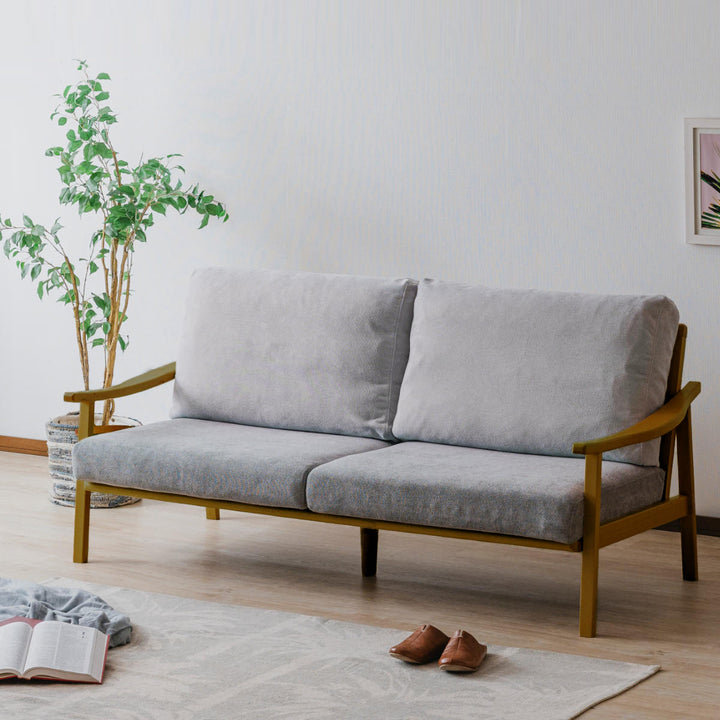 ソファ3人掛け幅180cmブラウンフレーム