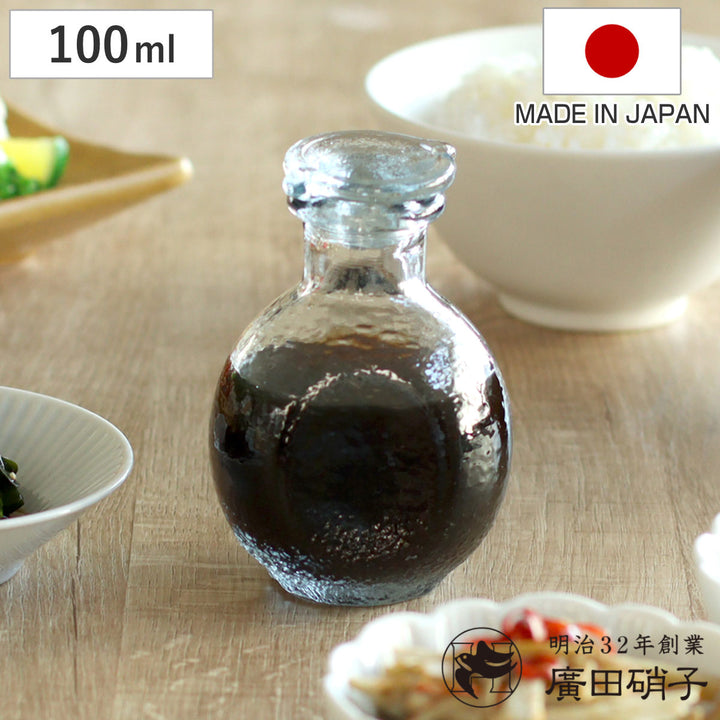 醤油差し100mlガラス製かすりねじ式醤油注ぎ廣田硝子日本製