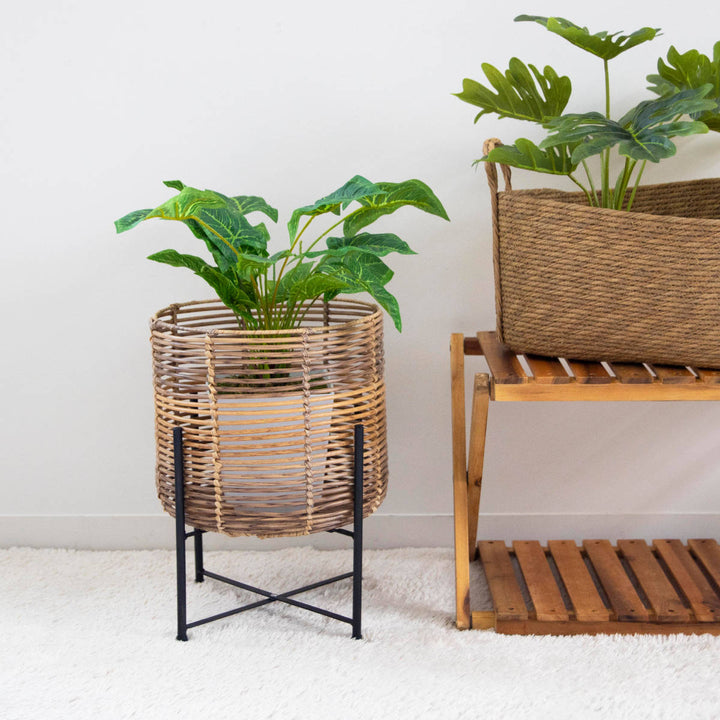 鉢カバートークラウタフェイクPEPPスタンド付きバスケットラウンドL