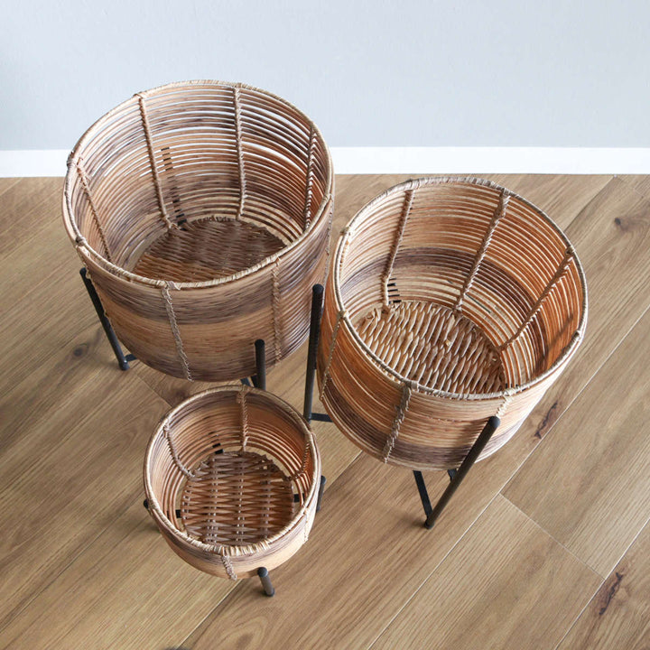 鉢カバートークラウタフェイクPEPPスタンド付きバスケットラウンドL