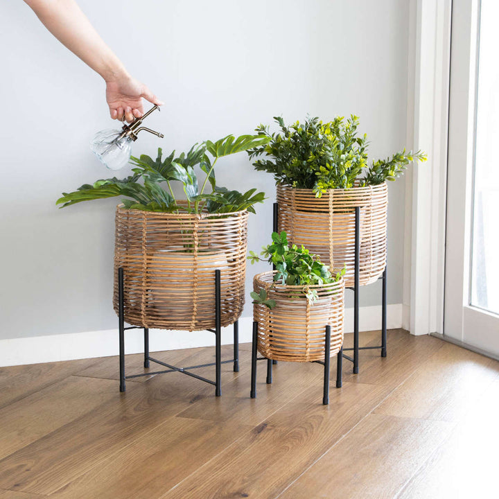 鉢カバートークラウタフェイクPEPPスタンド付きバスケットラウンドL