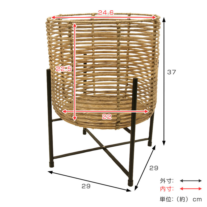 鉢カバートークラウタフェイクPEPPスタンド付きバスケットラウンドL