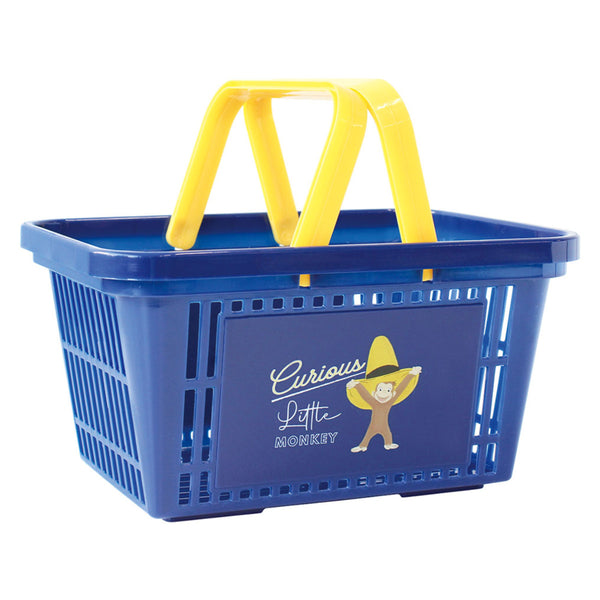 かごバスケットおさるのジョージキャラバスケットネイビー幅24.9×奥行18×高さ13cm