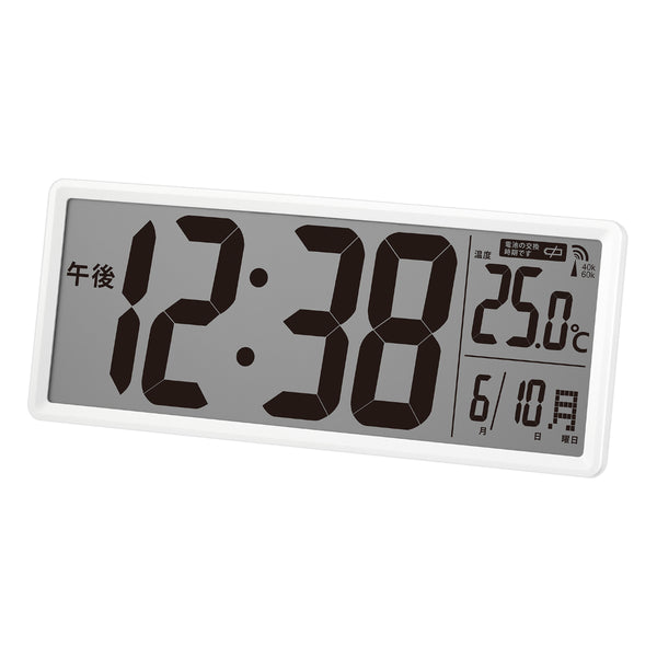 置き時計クリアビュー置掛兼用デジタル時計電波時計MAG温度計付き