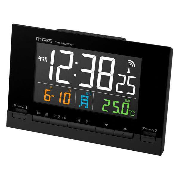 目覚まし時計カラーデジット電波時計デジタル時計MAG温度計付き