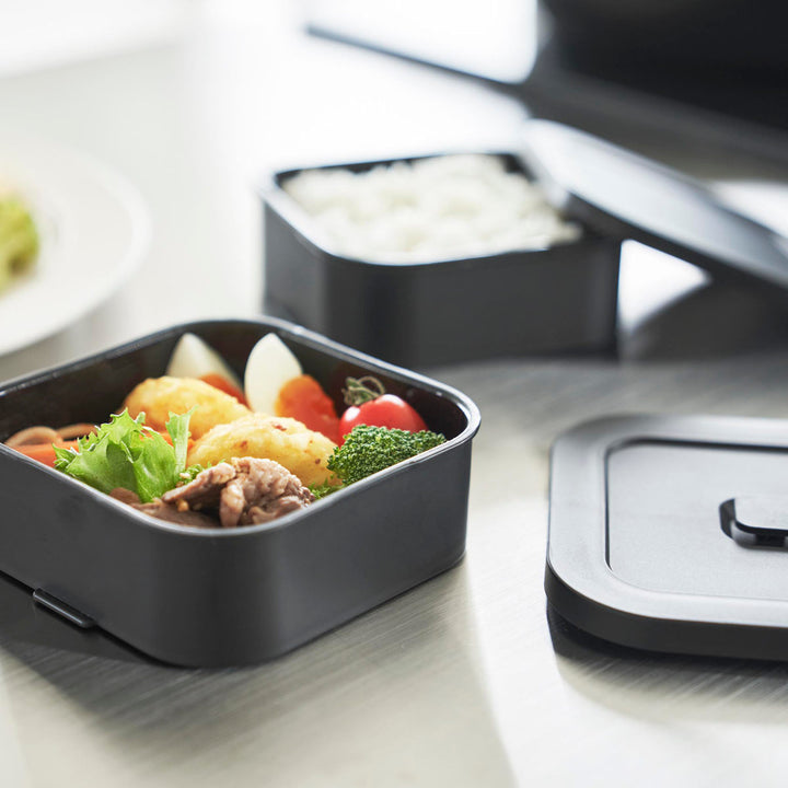 山崎実業tower冷凍ごはん容器＆バルブ付き密閉ランチボックスセットタワー