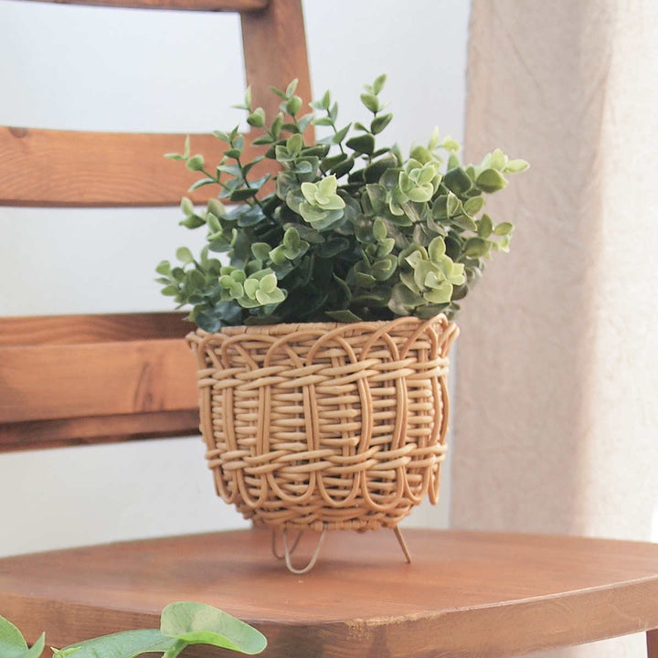 鉢カバーフラワーポットブルーメフェイクPEラタンスタンドバスケットS