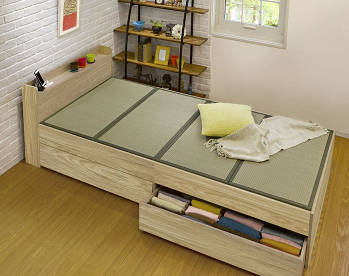 畳ベッドシングル引出し2杯宮棚2口コンセント付