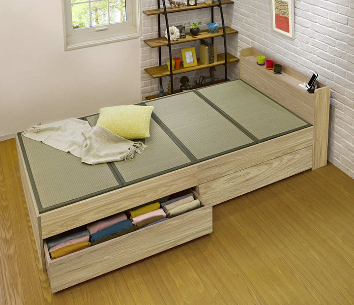 畳ベッドシングル引出し2杯宮棚2口コンセント付