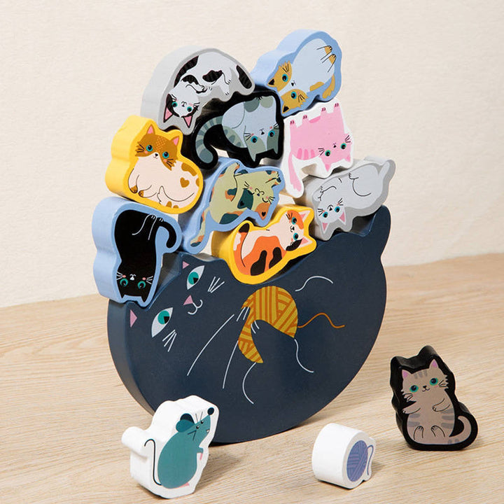 11匹にゃんこバランス積み木猫室内遊び