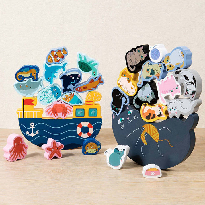 11匹にゃんこバランス積み木猫室内遊び