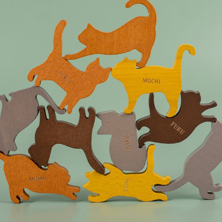 16匹にゃんこバランス積み木猫室内遊び