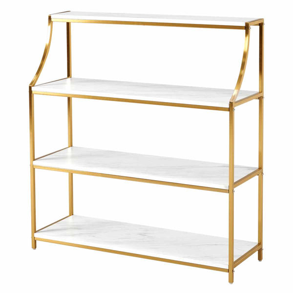 オープンラック幅91cm大理石調ゴールド4段