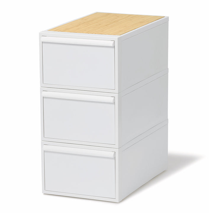 収納ケース天板付き同色3個セット引き出しM幅32×奥行52×高さ21.5cmクローゼットシステム