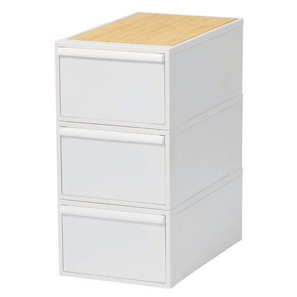 収納ケース天板付き同色3個セット引き出しM幅32×奥行52×高さ21.5cmクローゼットシステム