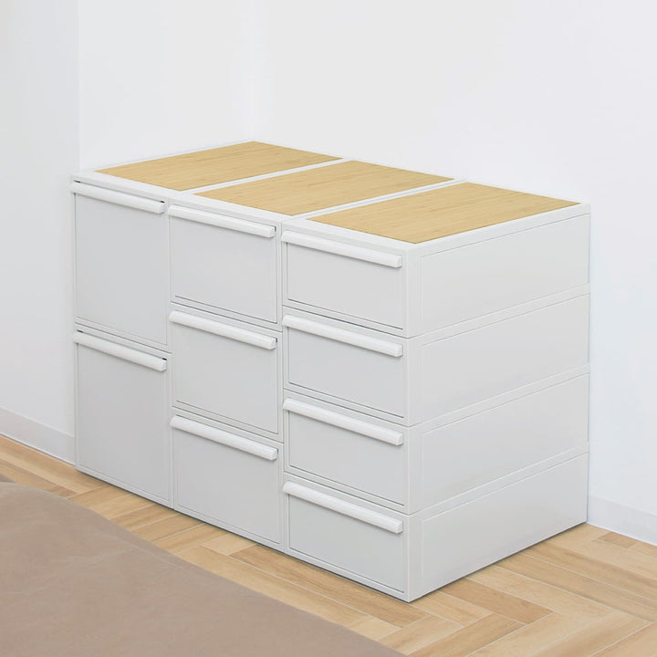 収納ケース天板付き同色2個セット引き出しL幅32×奥行52×高さ31.8cmクローゼットシステム