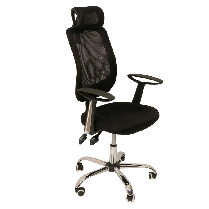 オフィスチェアメッシュ昇降式座面高45～55cmハイバックタイプヘッドレスト付コンフォート