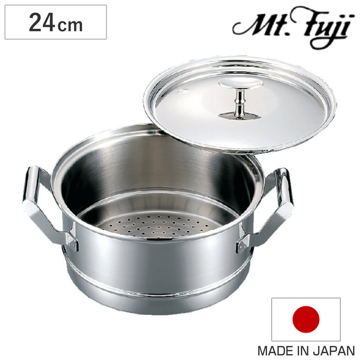 ステンレス製 4段蒸し器 蒸し器 24cm 8合炊き エレックマスター プロ 蓋付き ステンレス製 日本