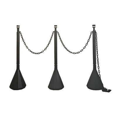 駐車場スタンド スマートチェーンポール 3本組DB 反射シート チェーン付