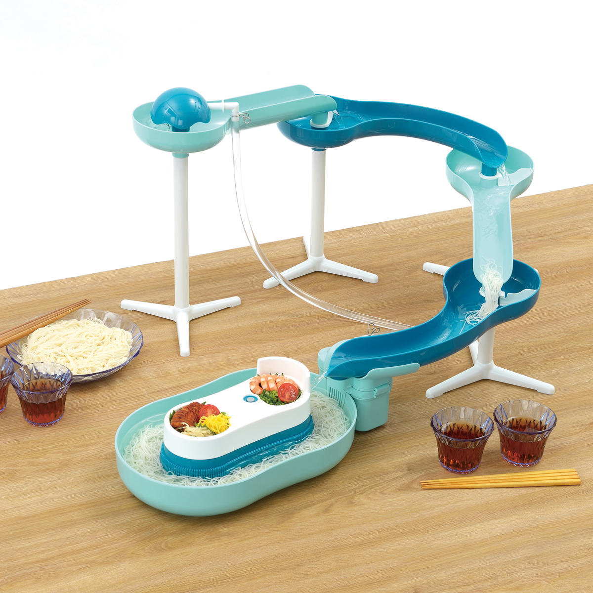 流しそうめん器 流麺 スライダーそうめん流し器 ミントブルー – ハウジー