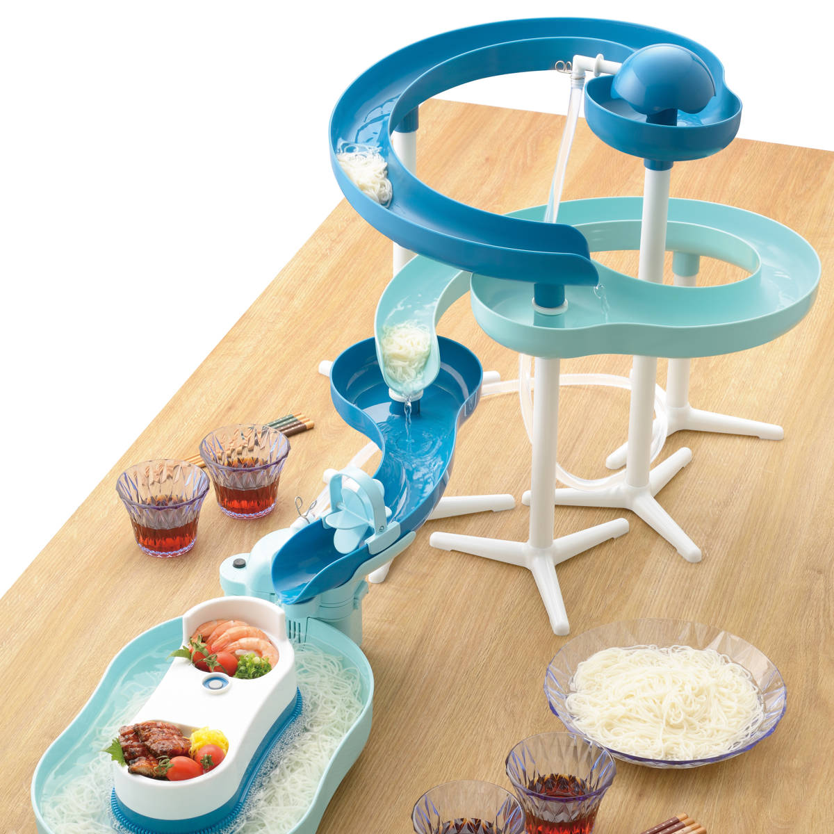 流しそうめん器 流麺 ツイストスライダーそうめん流し器 ミントブルー